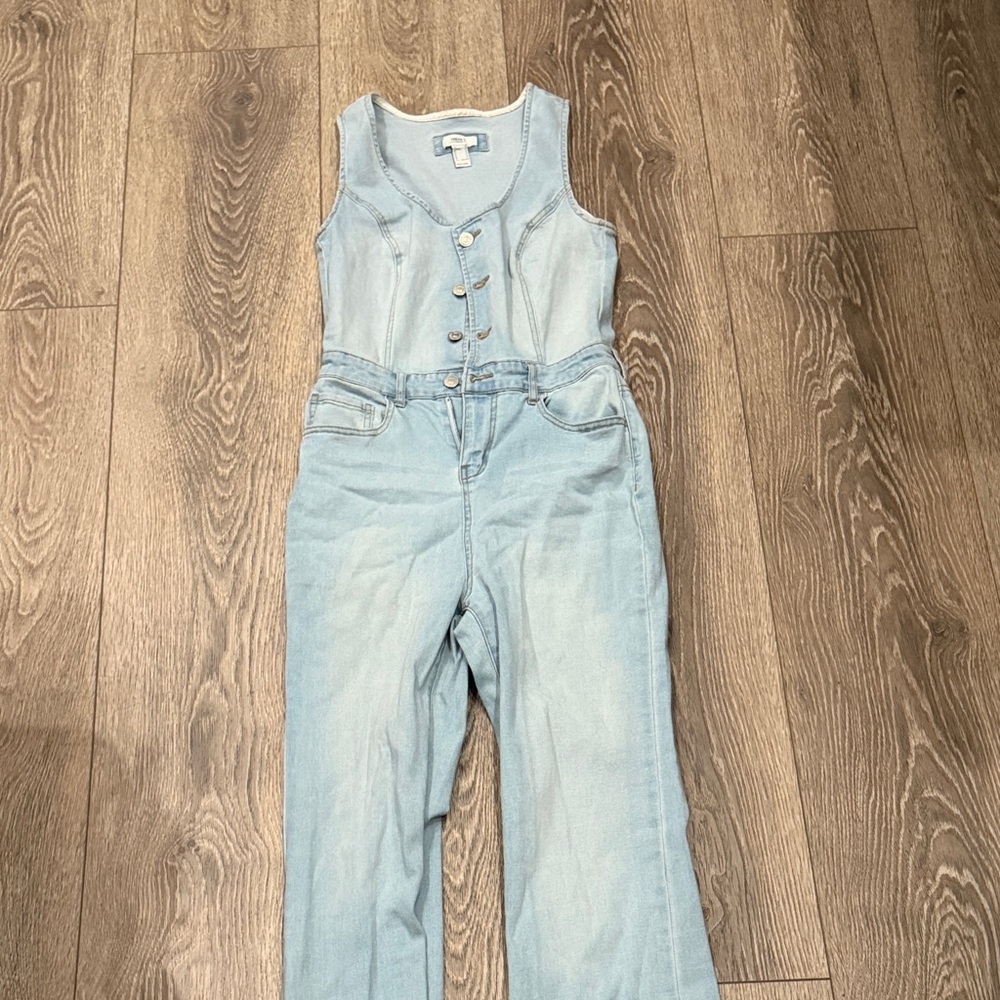 Forever 21 Premium Light Denim Jumpsuit
